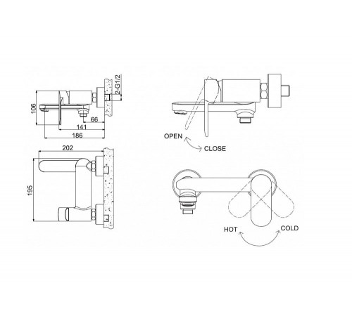 Смеситель для ванны Bravat OPAL F6125183CP-01-RUS, хром