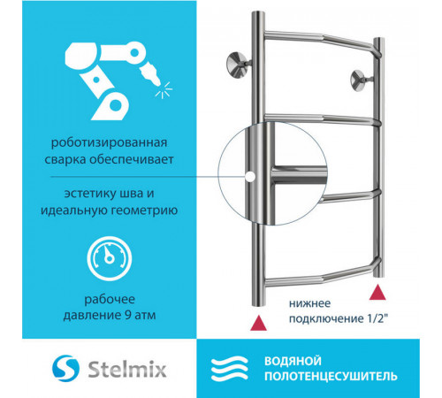 Полотенцесушитель водяной Stelmix 60x40 см, трапеция