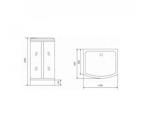 Душевая кабина Timo Standart Silver Fabric T-6615SF, 120x90x220