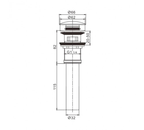 Донный клапан Rose RS12H, черный