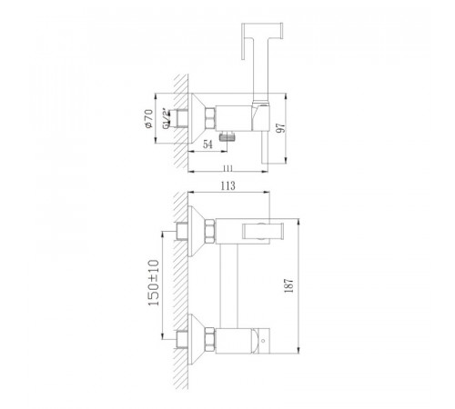 Гигиенический душ со смесителем Haiba HB5510-7, черный
