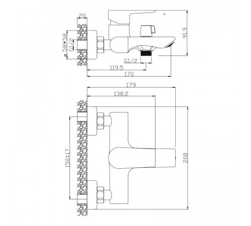 Смеситель для ванны WesnaArt BRIZ BRI20-310, хром