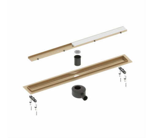Душевой лоток (двухсторонняя решетка) TIMO Drain System DS230206/17, матовое золото
