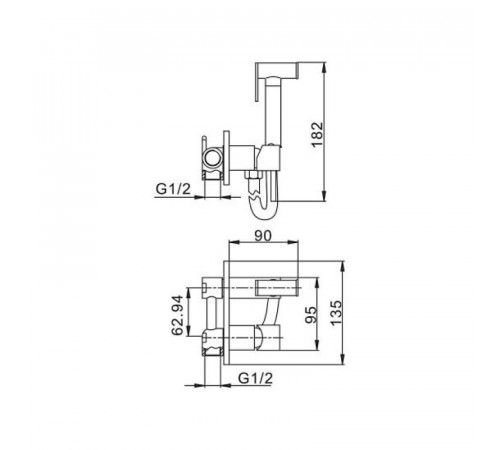 Гигиенический душ со смесителем Haiba HB5515-7, черный