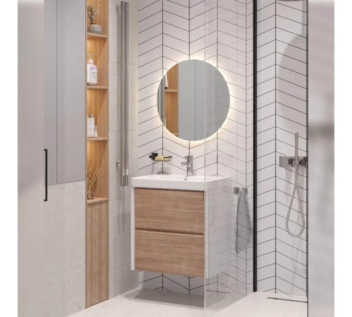 Тумба с раковиной подвесная Velvex Gesso tp.GES.9696.60.2Y белый матовый/дуб сонома, 60 см
