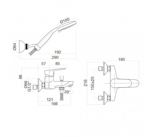 Смеситель для ванны Webert Sax Evolution SE850101015, хром