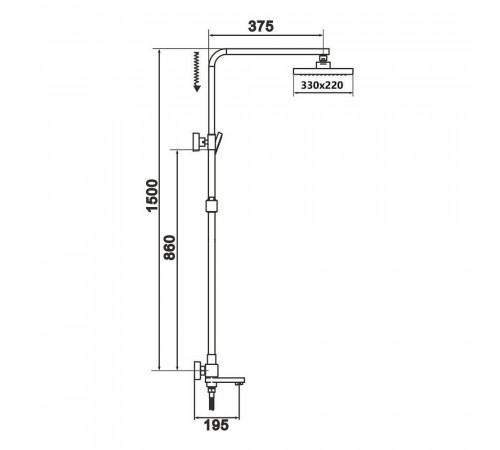 Душевая система Rose R1056T, оружейная сталь