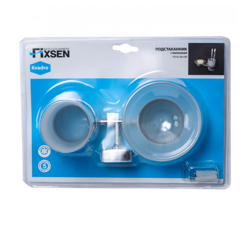 Мыльница со стаканом FIXSEN KVADRO FX-61306+08, хром