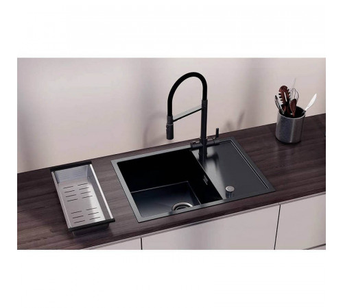 Кухонная мойка Ulgran Steel 680x500, вороненая сталь