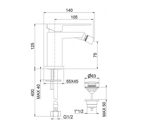 Смеситель для биде Fiore KUBE 100NN8535, черный