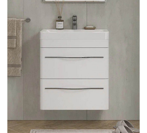Тумба с раковиной подвесная Velvex Jill tp.JIL.9595.60.2Y белый матовый, 60 см