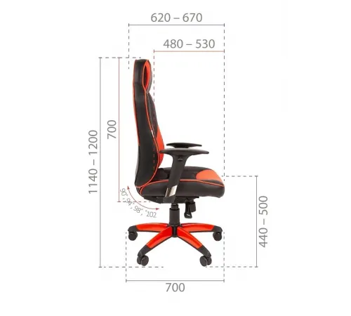 Игровое кресло CHAIRJET GAME 17 с регулируемыми подлокотниками и синхромеханизмом, экокожа/ткань, черный/красный
