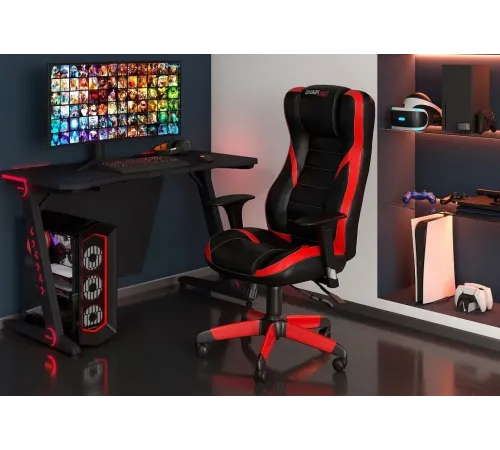 Игровое кресло CHAIRJET GAME 22 с регулируемыми подлокотниками и синхромеханизмом, экокожа, черный/красный