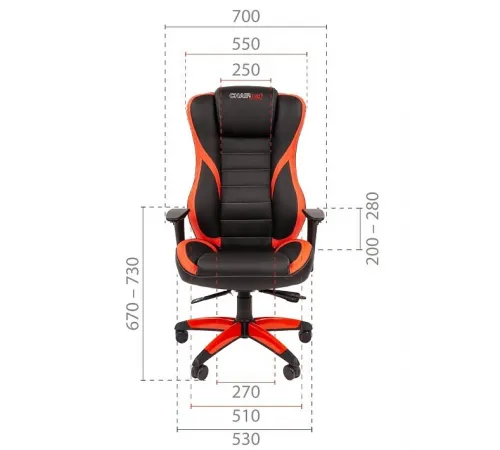 Игровое кресло CHAIRJET GAME 22 с регулируемыми подлокотниками и синхромеханизмом, экокожа, черный/красный
