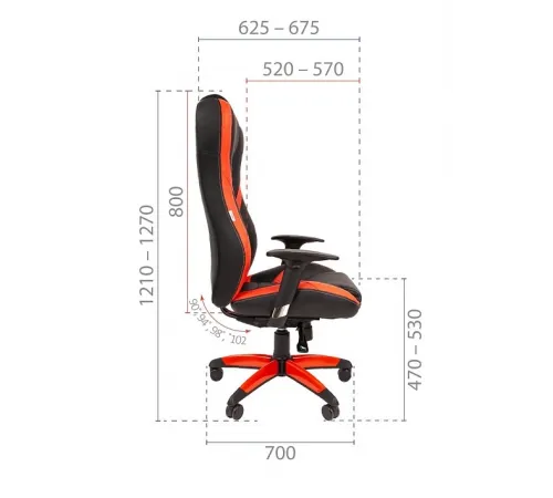 Игровое кресло CHAIRJET GAME 22 с регулируемыми подлокотниками и синхромеханизмом, экокожа, черный/красный