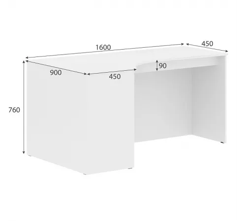 Стол эргономичный левый (усиленный) SIMPLE 160x90 см, белый