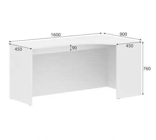 Стол эргономичный правый (усиленный) SIMPLE 160x90 см, белый