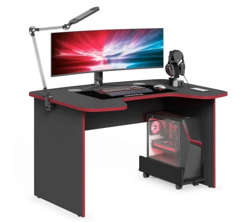 Игровой компьютерный стол SKILLL STG 1385.1, антрацит/красный, 1360х850х750 мм