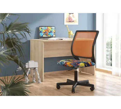 Детское компьютерное кресло CHAIRMAN KIDS 112, велюр/сетка, принт CRAZY, черный пластик
