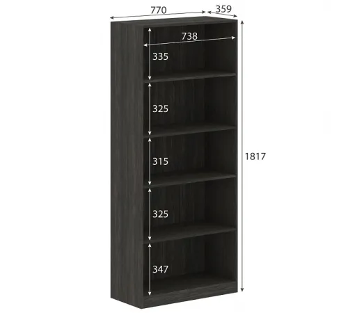 Стеллаж высокий SIMPLE SR-5W, дуб юкон, 77х35.9х181.5 см