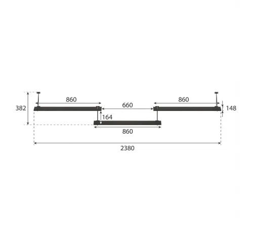 Полка настенная COFFEE SH3-ROD/BAR, дуб юкон, 238х16.6х39.2 см