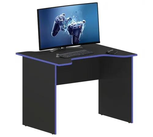 Игровой компьютерный стол SKILLL SKL 100CA, антрацит/синий, 1000х800х755 мм