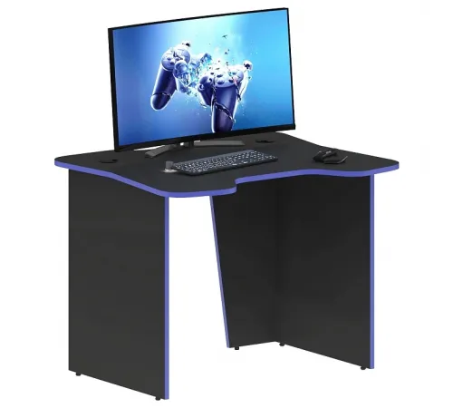 Игровой компьютерный стол SKILLL SKL 100CB, антрацит/синий, 1000х850х755 мм