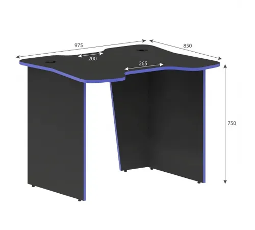 Игровой компьютерный стол SKILLL SKL 100CB, антрацит/синий, 1000х850х755 мм