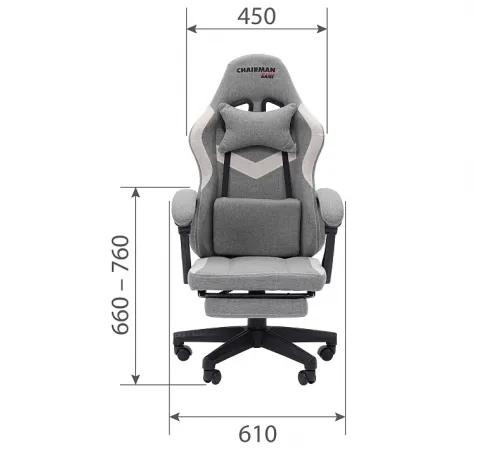 Игровое компьютерное кресло CHAIRMAN CH26 ткань, серый