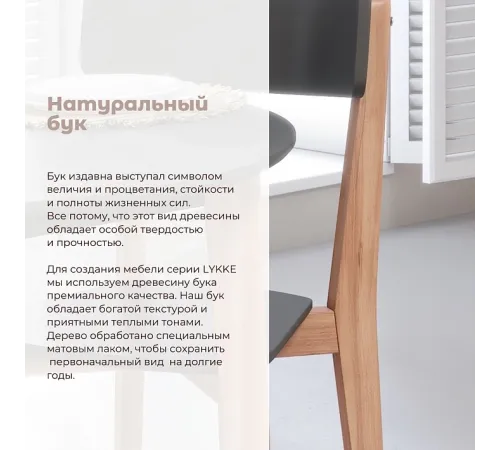 Комплект эргономичных стульев SKYLAND LYKKE CR-2, антрацит/бук 45х46.5х90 см