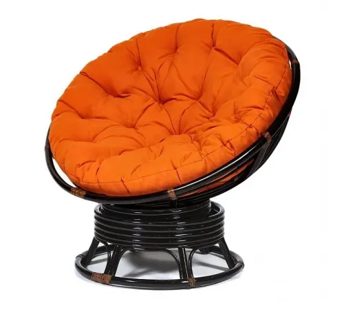 Кресло PAPASAN с подушкой, ткань оранжевый/аntique brown