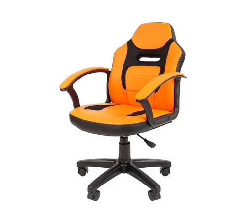 Детское компьютерное кресло CHAIRMAN KIDS 110, экокожа/ткань TW, черный/оранжевый