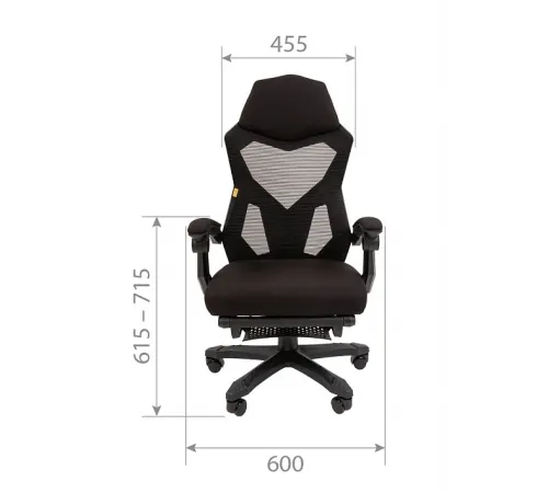 Игровое кресло CHAIRMAN CH571, ткань/сетка, черный/красный (выставочный образец)