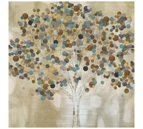 Картина A Teal Tree, 60х60 см, рама жемчуг с серебром