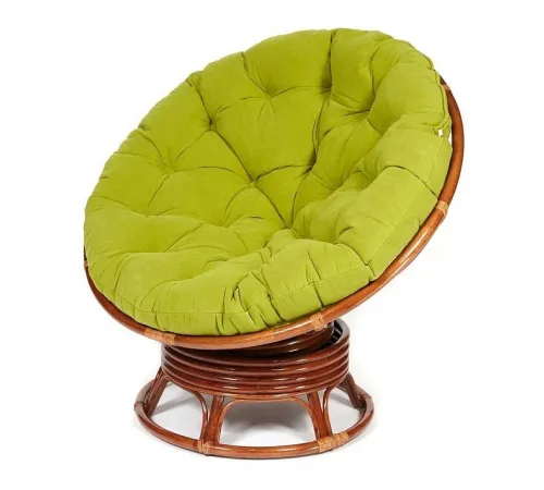 Кресло PAPASAN с подушкой, ткань флок олива/рecan