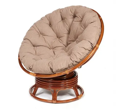Кресло PAPASAN с подушкой, ткань экошерсть коричневый/рecan
