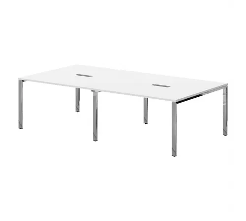 Конференц стол XTEN GLOSS 272х140, Белый/Нержавеющая сталь