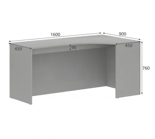 Стол эргономичный правый (усиленный) SIMPLE 160x90 см, серый