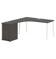Стол эргономичный с тумбой EDIS L ELCET 1518(L), левый, мокко/белый, 1560х1880х750 мм