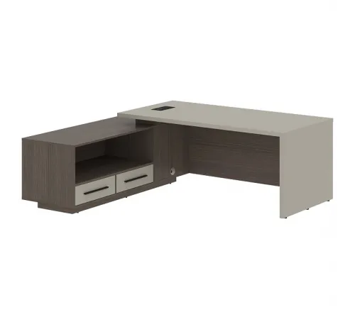 Стол руководителя с тумбой VELION VCT 2119(L), левый, аметист/дуб сильвер , 2100х1900х750 мм