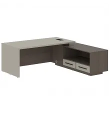 Стол руководителя с тумбой VELION VCT 2119(R), правый, аметист/дуб сильвер , 2100х1900х750 мм