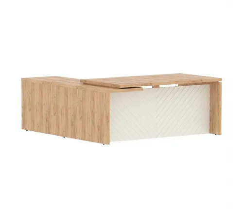 Стол руководителя TORR LUX TLCT 1820(R), дуб бофорд/латте, 1800х2000х750 мм