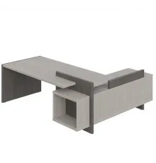 Стол руководителя WOOD&STONE СФ-531201, дрифтвуд/бетон чикаго темный, 2200х1996х840 мм