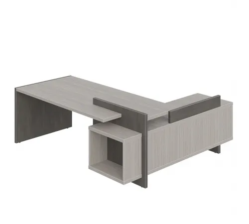 Стол руководителя WOOD&STONE СФ-531201, дрифтвуд/бетон чикаго темный, 2200х1996х840 мм