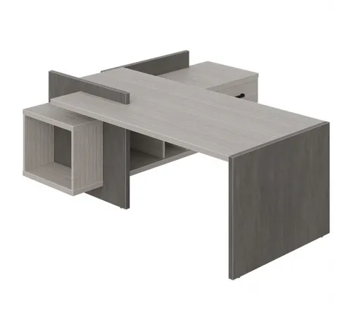 Стол руководителя WOOD&STONE СФ-531202, дрифтвуд/бетон чикаго темный, 2200х1996х840 мм
