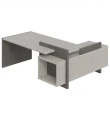 Стол руководителя WOOD&STONE СФ-531211, дрифтвуд/бетон чикаго темный, 2000х1798х840 мм