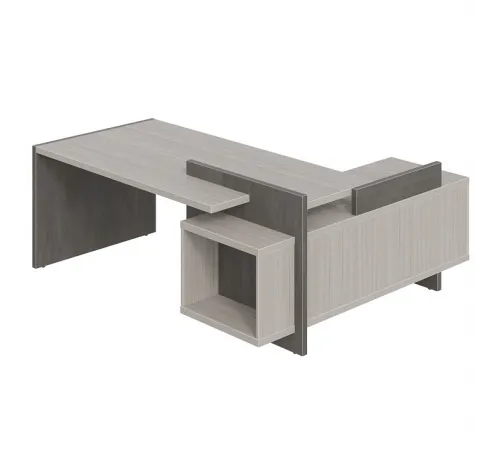 Стол руководителя WOOD&STONE СФ-531211, дрифтвуд/бетон чикаго темный, 2000х1798х840 мм