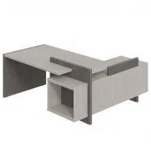Стол руководителя WOOD&STONE СФ-531221, дрифтвуд/бетон чикаго темный, 1800х1798х840 мм