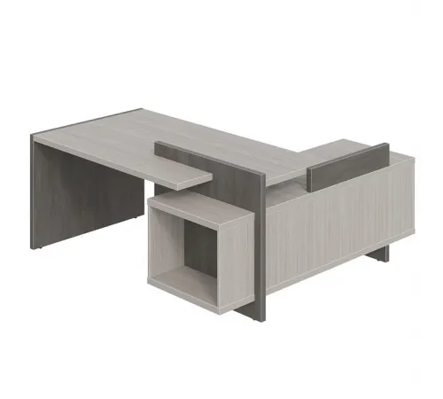 Стол руководителя WOOD&STONE СФ-531221, дрифтвуд/бетон чикаго темный, 1800х1798х840 мм
