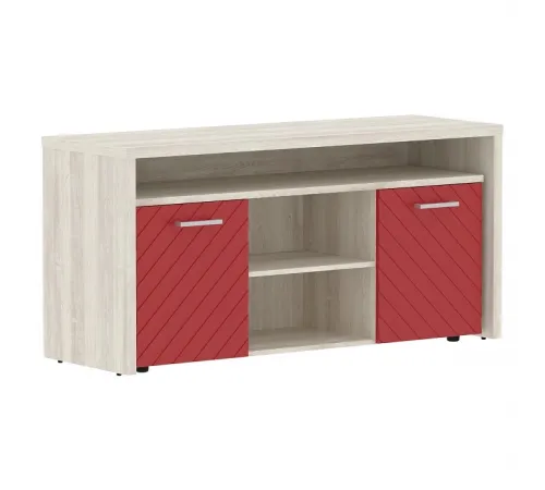 Тумба с фригобаром TORR LUX TLTF-3D, красный/сосна эдмонт, 1640х550х800 мм